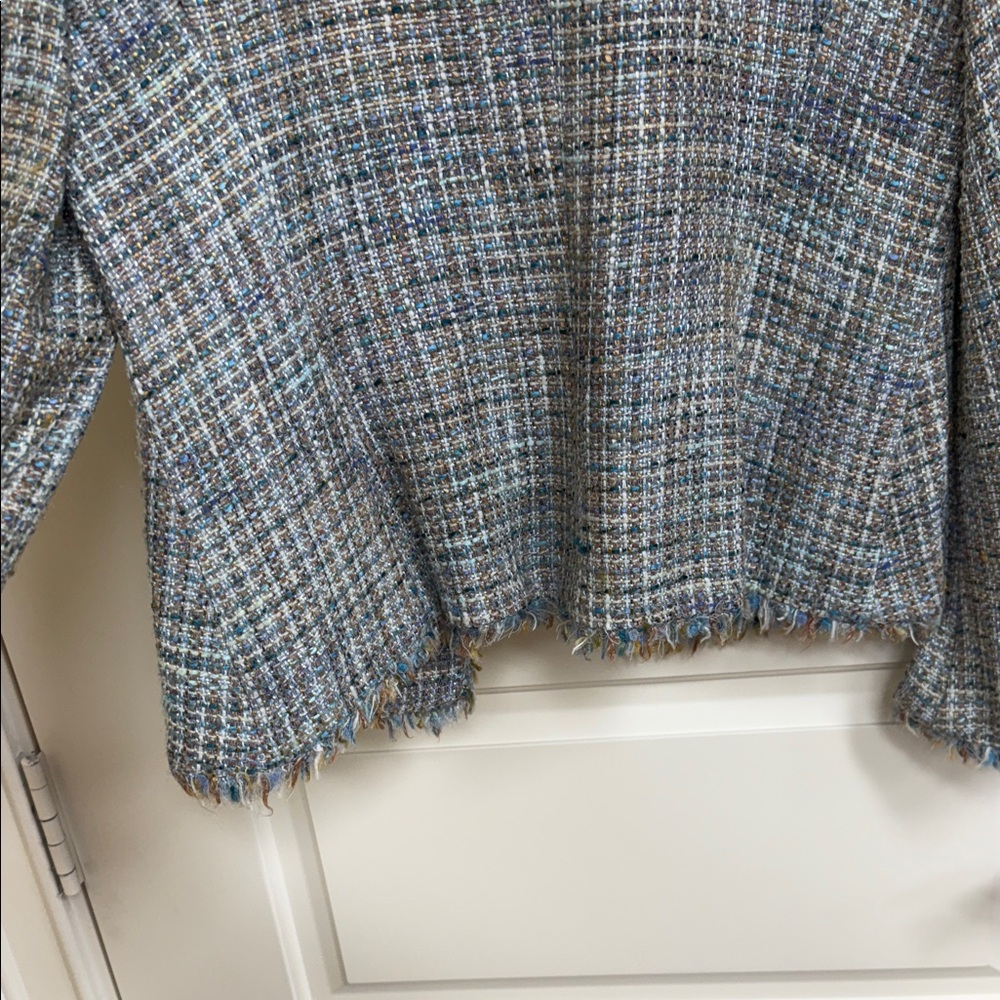 Zara Blue and Gray Tweed Blazer - Picture 12 of 14